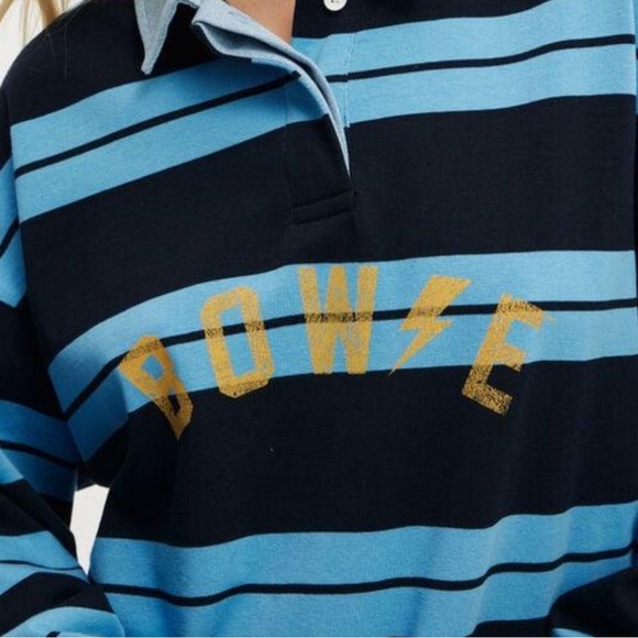 Women’s Cotton On David Bowie Long Sleeve Striped Polo Shirt Size S - Picture 5 of 5